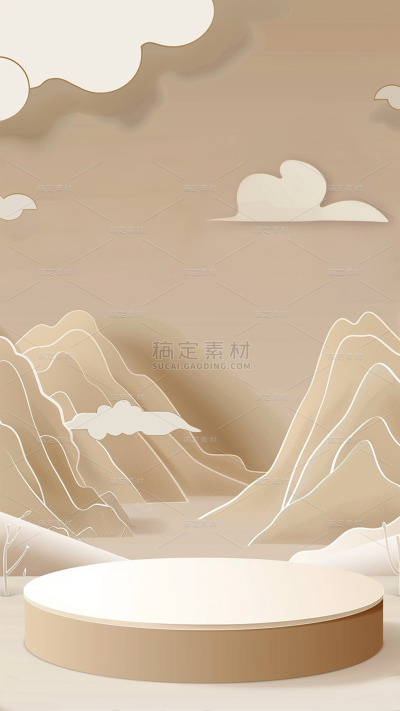通用中式中国风国风剪纸风电商产品展台背景素材