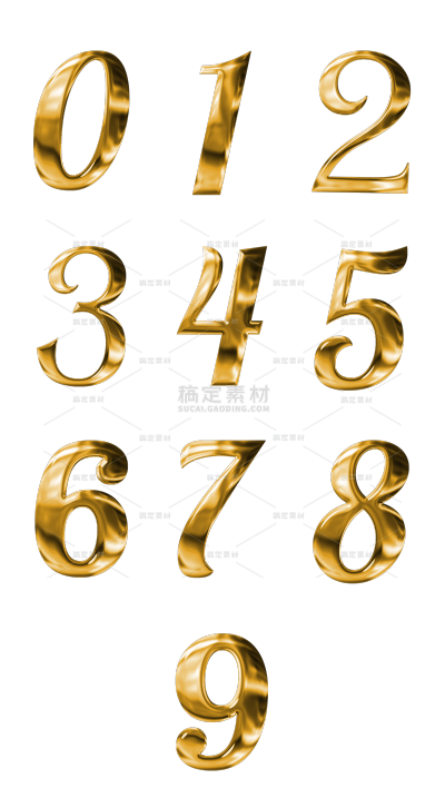 艺术字衬线体金色数字元素