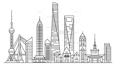 建筑系列手绘城市建筑元素（td)