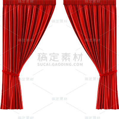 家居系列-通用-写实红色窗帘贴纸