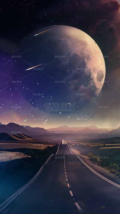 背景通用黑金场景月亮月夜背景图片素材