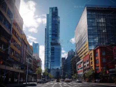 城市街道和办公大厦