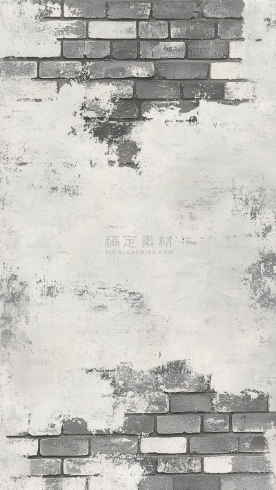 纹理系列做旧感砖头白色墙面