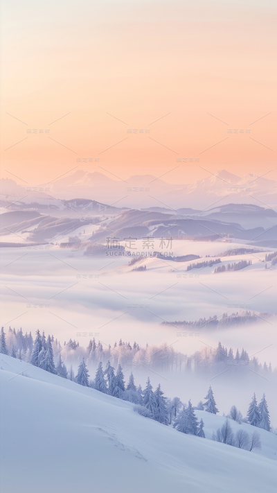 冬天通用实景晚霞雪地背景