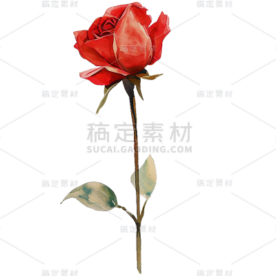 植物通用插画单枝玫瑰元素素材