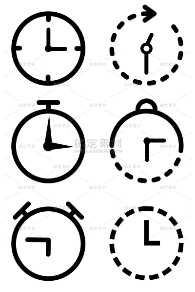通用矢量黑色时钟图标元素