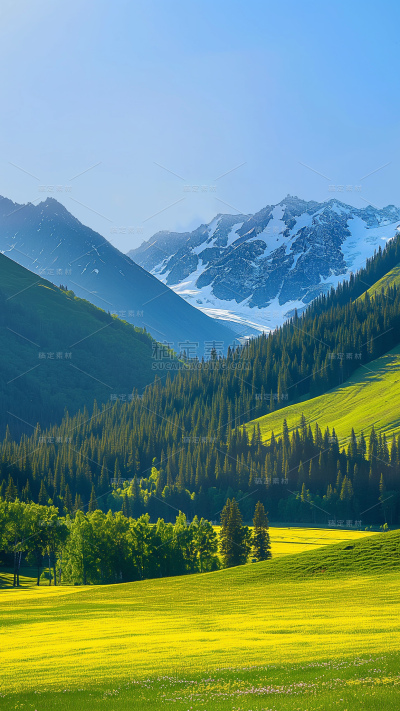 风光通用雪山草地场景背景图片素材