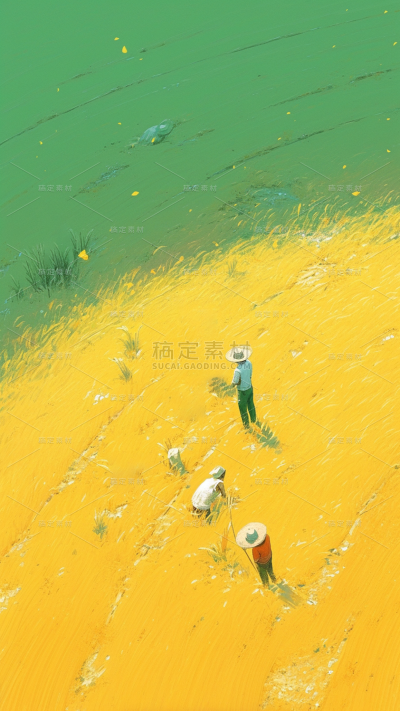 芒种通用油画节气场景背景图片素材