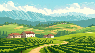 风光通用插画乡间田野图片背景图片素材