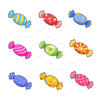常规通用插画彩色糖果组合元素素材