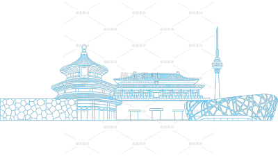 建筑系列通用线条城市组合元素素材