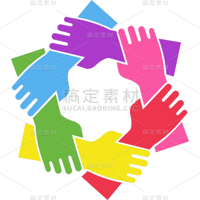 常规彩色卡通环形组合手势贴纸元素素材