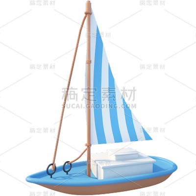 旅游出行交通工具帆船3D贴纸