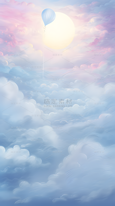 通用插画梦幻感云彩天空风景场景背景图片