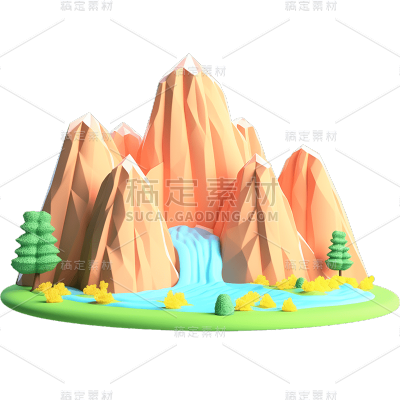 3D立体山脉贴纸