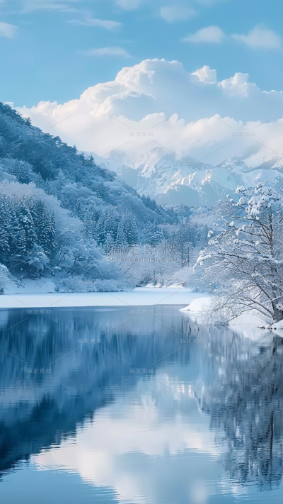 风光通用雪景倒影图片素材