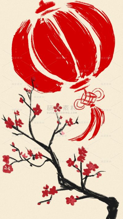 小年简约涂鸦手绘风灯笼背景