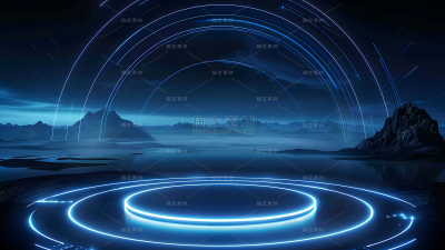 科技风通用3D光环空间展台背景图片素材