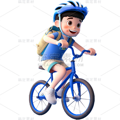 通用3D可爱卡通男孩自行车运动人物贴纸