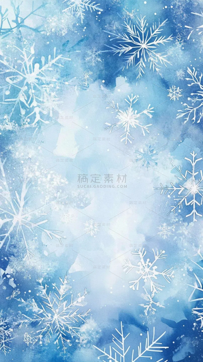 冬天通用手绘冰雪融化插画背景