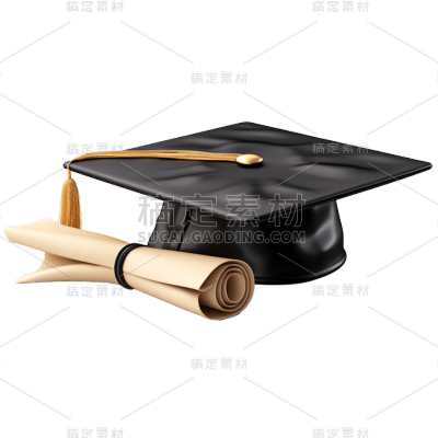 3D黑色学士帽贴纸