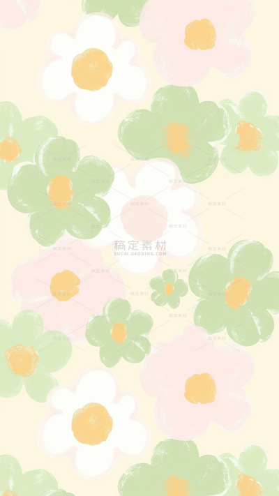 植物系列手绘风清新蜡笔小花背景