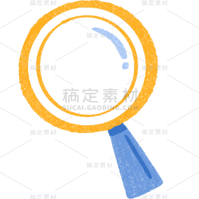教育培训文具元素放大镜简笔画蜡笔画卡通贴纸