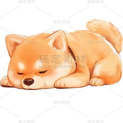 动物系列通用水彩手绘插画小狗贴纸