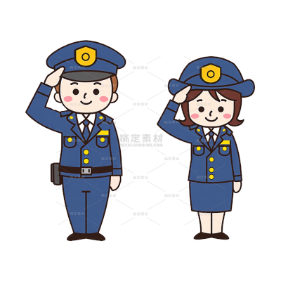 人物系列卡通警察敬礼元素（td）