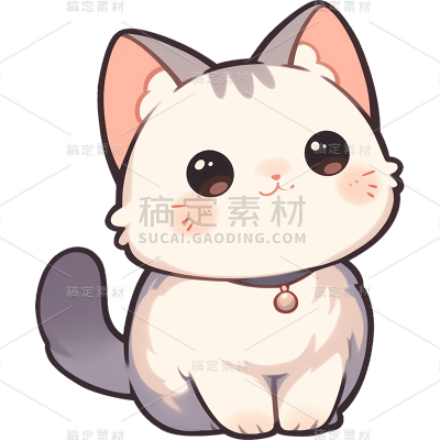 动物系列-通用-描边简约动漫小猫贴纸