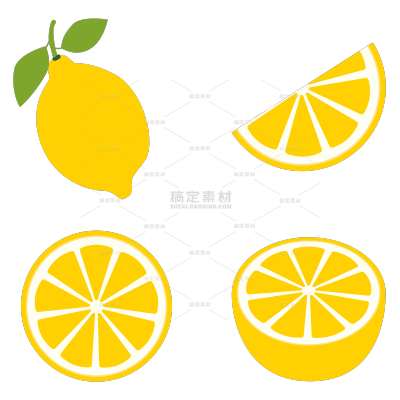 常规插画水果蔬菜切片组合元素素材