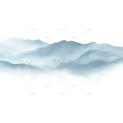 风光系列水墨风淡色山川元素