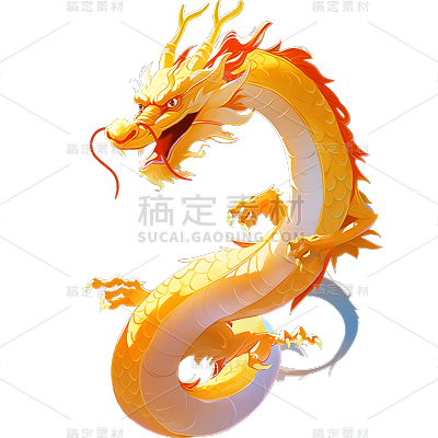 龙年春节过年新年除夕新春2024金色中国风龙纹