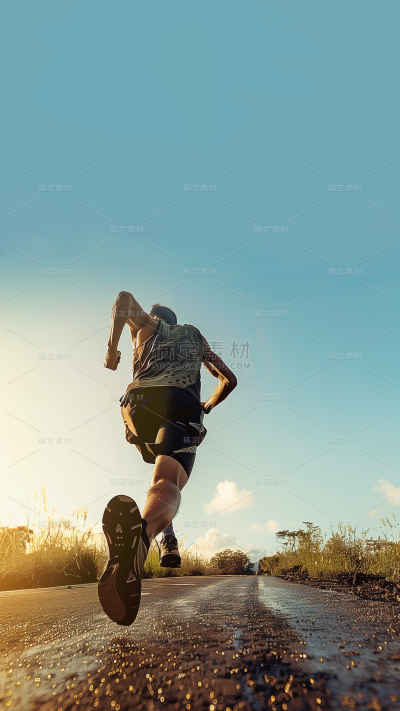 健身系列实景感男性奔跑背影图片