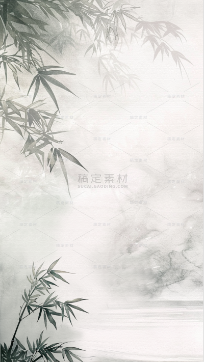 中国风通用古风绿植元素背景绿色竹子图片素材
