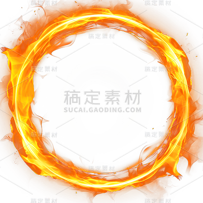 通用红色火圈燃烧的火焰圈元素贴纸