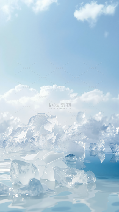 夏天实景感清爽冰块背景图