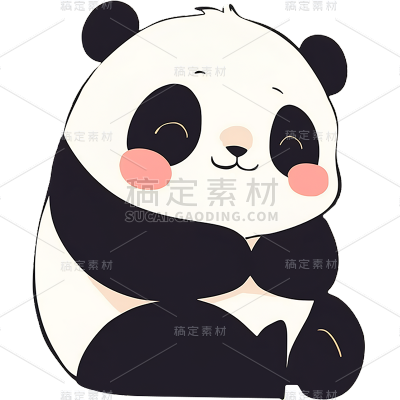 卡通风简笔画单只熊猫动物贴纸