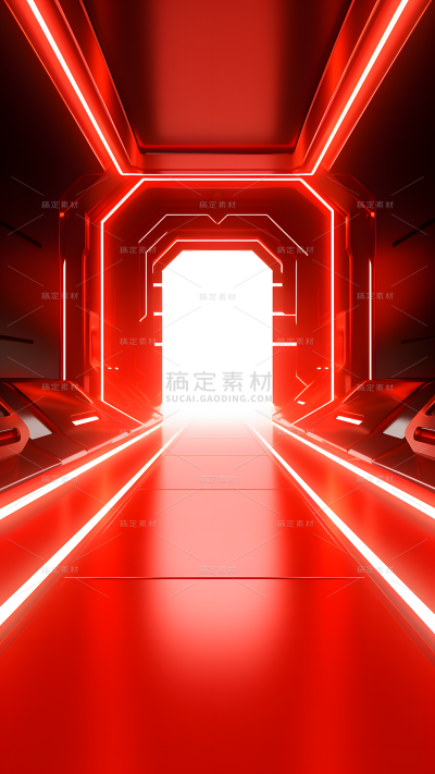 通用电商促销红色科技感线条空间3D场景背景图片素材
