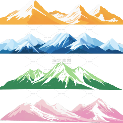 风光系列简约手绘冰川山峰