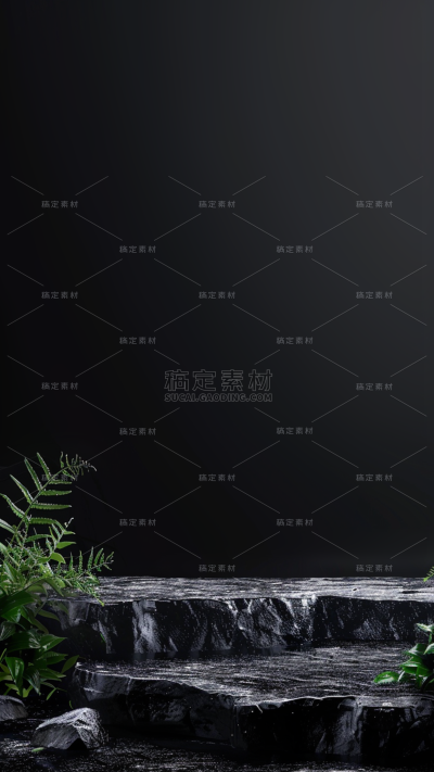 背景通用黑色石头展台背景场景图片素材