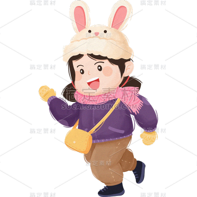 冬季冬天冬日传统节气大雪小雪手绘插画绘本儿童人物元素