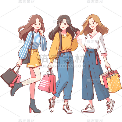 通用电商促销卡通感狂欢人物购物插画元素素材
