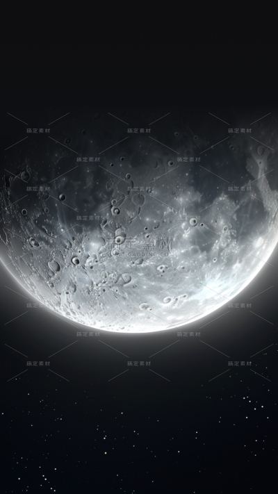 宇宙系列写实月球发光边缘图片