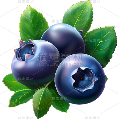 果蔬系列带叶子的蓝莓插画通用元素素材
