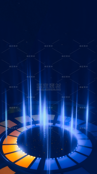 背景系列科技感双重圆环光感蓝橘配色背景