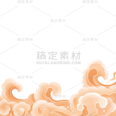 中国风通用半包国潮黄色祥云边框元素素材