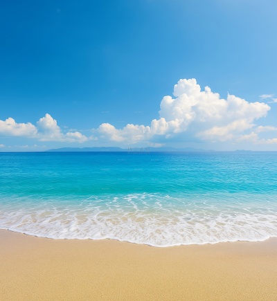 常规内容-风光系列实景感蓝天海浪沙滩背景