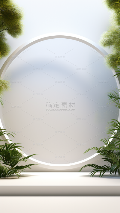 通用电商简约风绿植植物展台静态场景背景