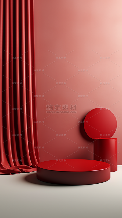 3D立体三维空间红色背景